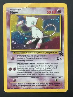 Pokemon Card Mew Promo 9 Holo WotC Wizards of the Coast 1999-2000 Damaged/Played - Image 1