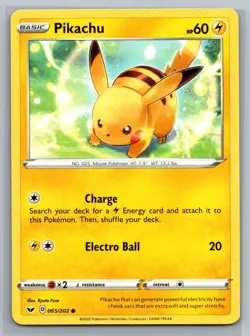 Pikachu 65/202 Sword & Shield Common Pokemon TCG 2020 - Image 1