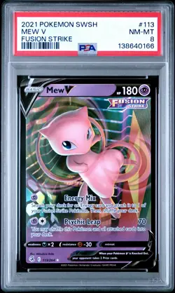 2021 POKEMON SWORD & SHIELD FUSION STRIKE #113 MEW V PSA 8 - Image 1