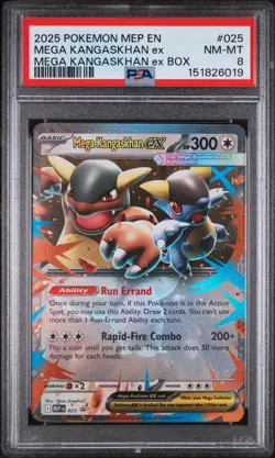2025 POKEMON MEP EN-ME BLACK STAR PROMO #025 MEGA KANGASKHAN EX PSA 8 - Image 1