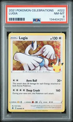 2021 POKEMON CELEBRATIONS #022 LUGIA PSA 8 - Image 1