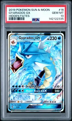 2019 POKEMON SUN & MOON HIDDEN FATES #16 GYARADOS GX PSA 10 - Image 1