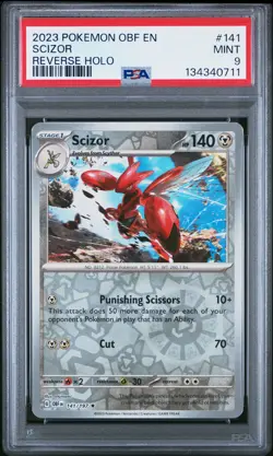 2023 POKEMON OBF EN-OBSIDIAN FLAMES REVERSE HOLO #141 SCIZOR PSA 9 - Image 1