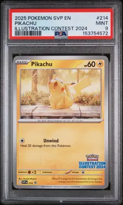 2025 POKEMON SVP EN-SV BLACK STAR PROMO ILLUSTRATION CONTEST 2024 PIKACHU PSA 9 - Image 1