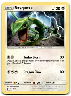 2017 Sun & Moon - Guardians Rising Pokemon Rayquaza Basic/Rare #106 - Image 1
