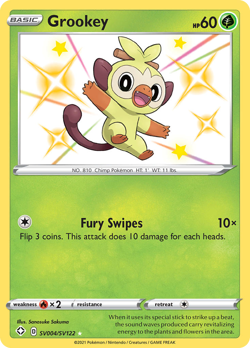 Grookey SV004/SV122 Shiny Rare Shining Fates Shiny Vault Pokemon Near Mint - Image 1