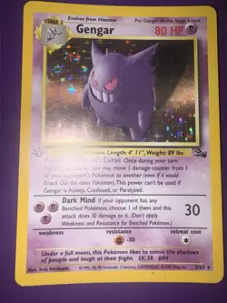 1999 Pokemon Gengar 5/62 Fossil Holo First Edition - Image 1
