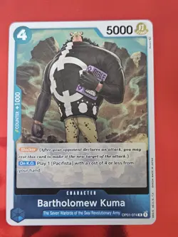 One Piece TCG English OP01-074 R Foil Romance Dawn Pre Errata Bartholomew Kuma - Image 1