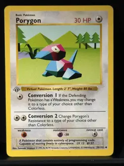 Pokemon Porygon 1st Edition Grey Stamp! Base Set Shadowless 039/102 1999 - Image 1