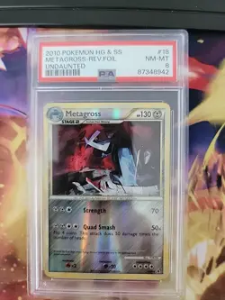 2010 Pokemon HG & SS Undaunted Metagross 18 Reverse Holo Rare PSA 8 - Image 1