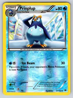 Prinplup 37/162 Breakthrough Reverse Holo Pokemon TCG Uncommon LP - Image 1
