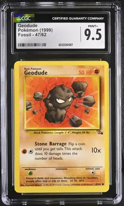 Geodude 1st Edition Fossil 47/62 1999 Pokemon CGC 9.5 Mint+ WOTC Vintage - Image 1