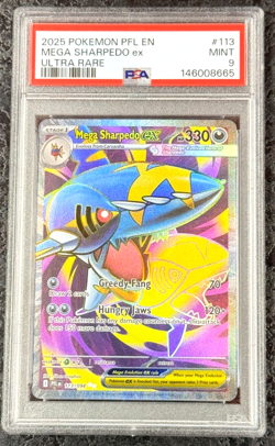 2025 POKEMON PFL EN MEGA SHARPEDO EX ULTRA RARE #113 MINT 💎 PSA 9 - Image 1