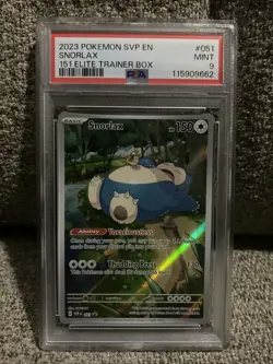 Pokemon 2023 SVP en Snorlax 151 Elite Trainer Box #51 Black Star PSA 9 - Image 1
