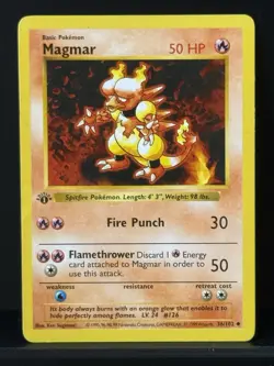Wizards of the Coast Pokemon Magmar Base Set Shadowless 1st Ed 036/102 English - Image 1