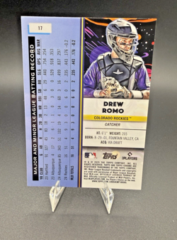 2025 Topps Cosmic Chrome Drew Romo RC Aqua Equinox Refractor #/199 Rockies - Image 3