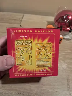 Pokemon Pikachu 23K Gold Plated Card Red Burger King Nintendo 1999 - New Opened - Image 4