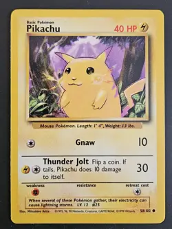 NM Near Mint - Yellow Cheeks - Pikachu 58/102 - Base Set - Pokemon - WOTC - 1999 - Image 1