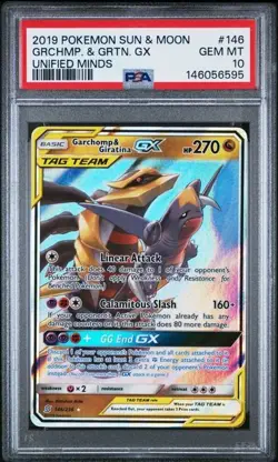 Garchmp & Giratina Gx 146 Pokemon Sun & Moon Unified Minds NM PSA 10 - Image 1