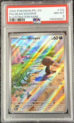 2025 POKEMON PFL EN PALDEAN WOOPER ILLUSTRATION RARE #102 NM-MT PSA 8 - Image 1