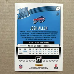 PANINI DONRUSS 2018 RATED ROOKIE JOSH ALLEN #304 BUFFALO BILLS NFL FOOTBALL CARD - Image 2