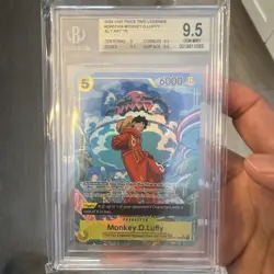 One Piece Monkey.D.Luffy Treasure Rare OP07-109 Two Legend Foil BGS 9.5 Gem Mint - Image 1