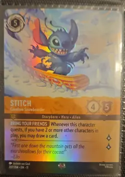 Stitch - Carefree Snowboarder (Epic) 207/204 Disney Lorcana Winterspell Holo - Image 1