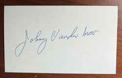 Johnny Vander Meer Reds 2 No-hitters Signed 3x5 Index Card Baseball Autograph - Image 1