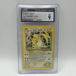 CGC 9 Mint Lt. Surge's Raichu 11/132 Gym Challenge 2000 Holo Pokemon Card TCG - Image 1