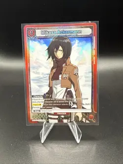 Bandai Union Arena Mikasa Ackermann Attack on Titan Holo Trigger Card 4000 BP - Image 1