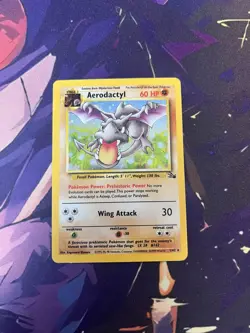 Aerodactyl 1/62 Pokemon Fossil Unlimited Holo Rare Card WOTC - Image 1