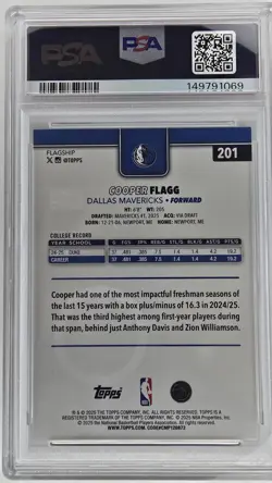 2025-26 Topps - Cooper Flagg #201 (RC) PSA 9 Rookie of the Year - Image 2