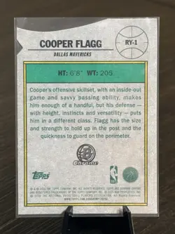 2025 Bowman Cooper Flagg Rookie Of The Year Favorites Chrome Die Cut RC MAVS - Image 2