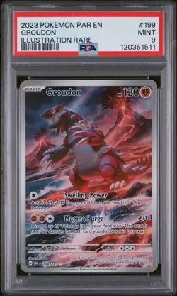 2023 POKEMON PAR EN-PARADOX RIFT ILLUSTRATION RARE #199 GROUDON PSA 9 - Image 1