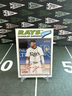 Chandler Simpson 2026 Topps Heritage Real One Red Ink Auto /77 Low Serial Match! - Image 1