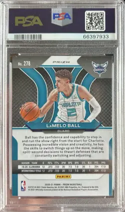 2020 Prizm LaMelo Ball Rookie Pink Ice #278 Hornets PSA 9 Mint 💎🔥 - Image 2