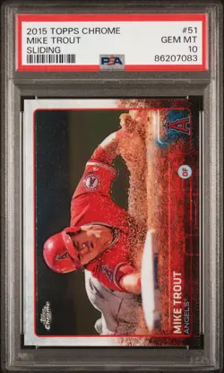 2015 Topps Chrome #51 Mike Trout Sliding PSA 10 - Image 1