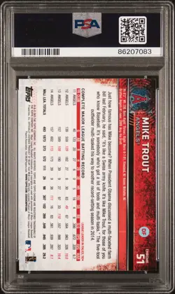 2015 Topps Chrome #51 Mike Trout Sliding PSA 10 - Image 2