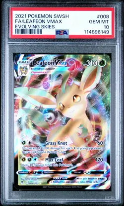 2021 Pokemon Sword & Shield Evolving Skies Leafeon VMAX #008 PSA 10 - Image 1