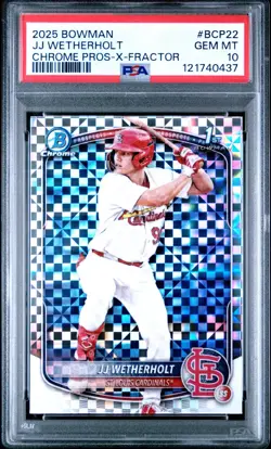2025 Bowman Chrome JJ WETHERHOLT 1st Rookie X-Fractor PSA 10 🔥 #BCP22 HOT!!! - Image 1
