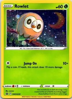 Rowlet SWSH220 (Cosmos Holo) Promo Sword & Shield Promo Pokemon Holo NM - Image 1
