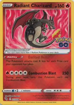 Radiant Charizard 011/078 Radiant Rare Pokemon GO Pokemon Near Mint - Image 1