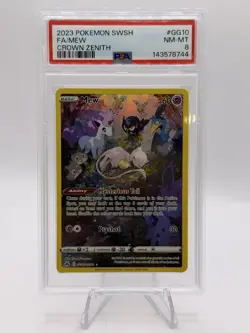2023 POKEMON SWORD & SHIELD CROWN ZENITH #GG10 FULL ART/MEW PSA 8 - Image 1