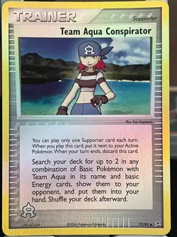 TEAM AQUA CONSPIRATOR #77/95 REVERSE HOLO POKEMON TEAM MAGMA VS TEAM AQUA NM! - Image 1