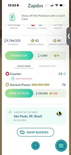 Pokemon Go Shiny Legendary Galerian Zapdos - Image 2