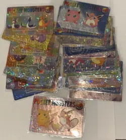 1996 Nintendo Pokemon Pocket Monsters Japanese Vending Sticker Holo Prism 25 LOT - Image 1