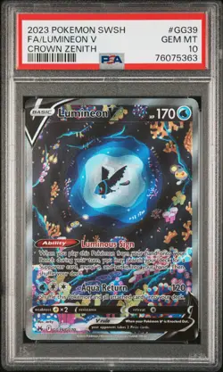 2023 Pokemon Sword And Shield Crown Zenith Lumineon V #GG39 PSA 10 - Image 1