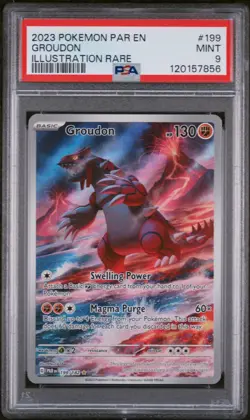 2023 POKEMON PAR EN-PARADOX RIFT ILLUSTRATION RARE #199 GROUDON PSA 9 - Image 1