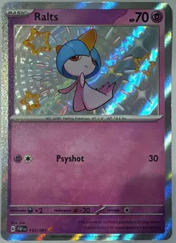 Ralts 153/091 Shiny Rare Paldean Fates Pokemon Near Mint - Image 1