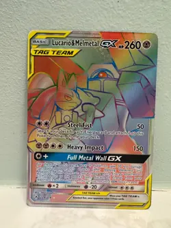 [NM] Pokemon Lucario & Melmetal GX Secret Rare Holo SM -Unbroken Bonds 224/214 - Image 1